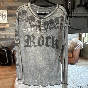 The Great China Wall “Rock” Skull Graphic Long Sleeve — Rare!